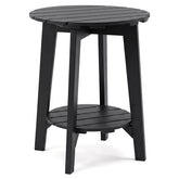 Eucalyptus Wood Outdoor Side Table with Storage Shelf