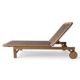 Santorini Curved Teak A-Grade and Mesh Sun Lounger (Taupe)