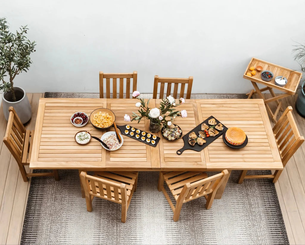 Capri Teak A-Grade Outdoor Rectangle Double Extension Table 64-76-88"