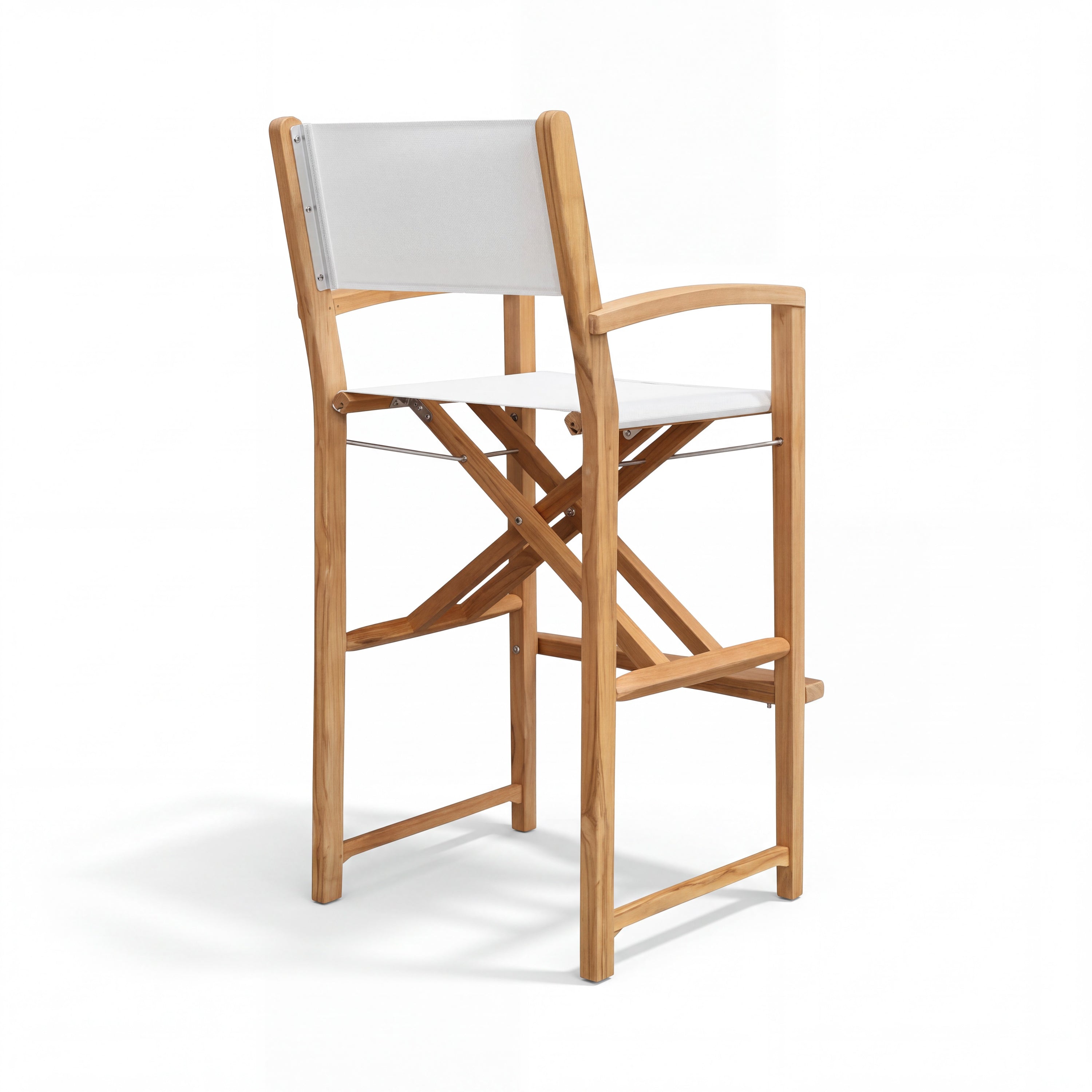 Santorini Teak A-Grade Outdoor Folding Bar Chair (White)