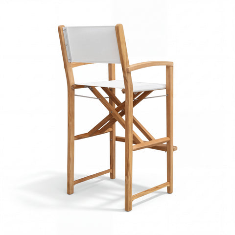 Santorini Teak A-Grade Outdoor Folding Bar Chair (White)