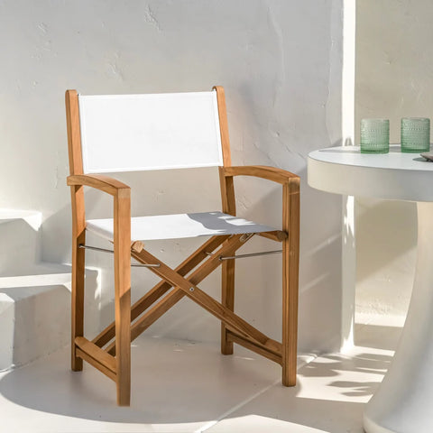 Santorini Teak A-Grade Outdoor Folding Dining Chair (White)