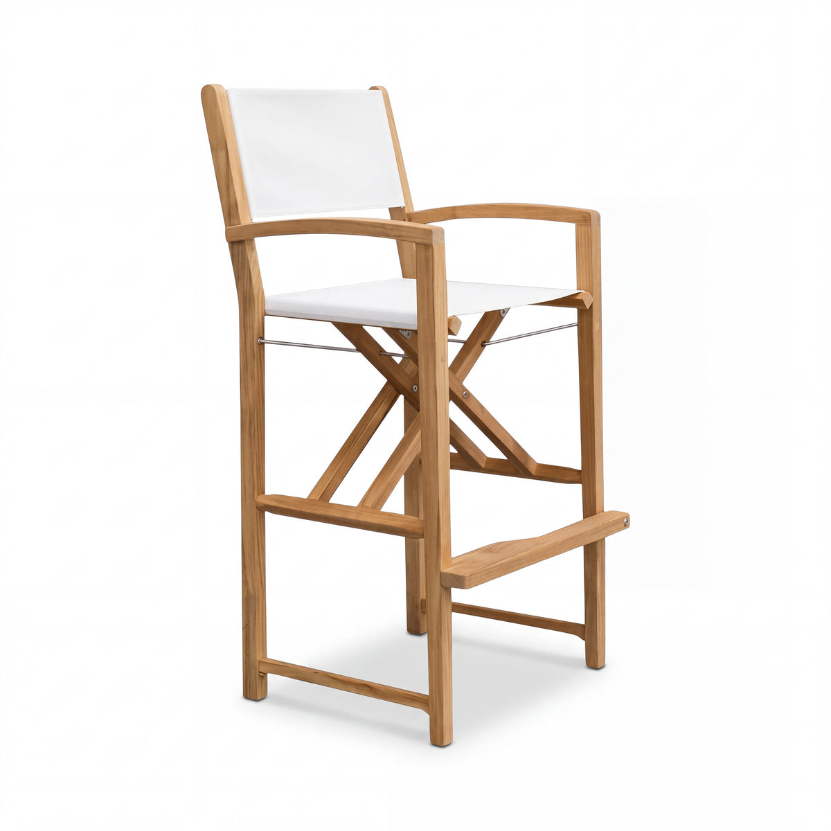 Santorini Teak A-Grade Outdoor Folding Bar Chair (White)