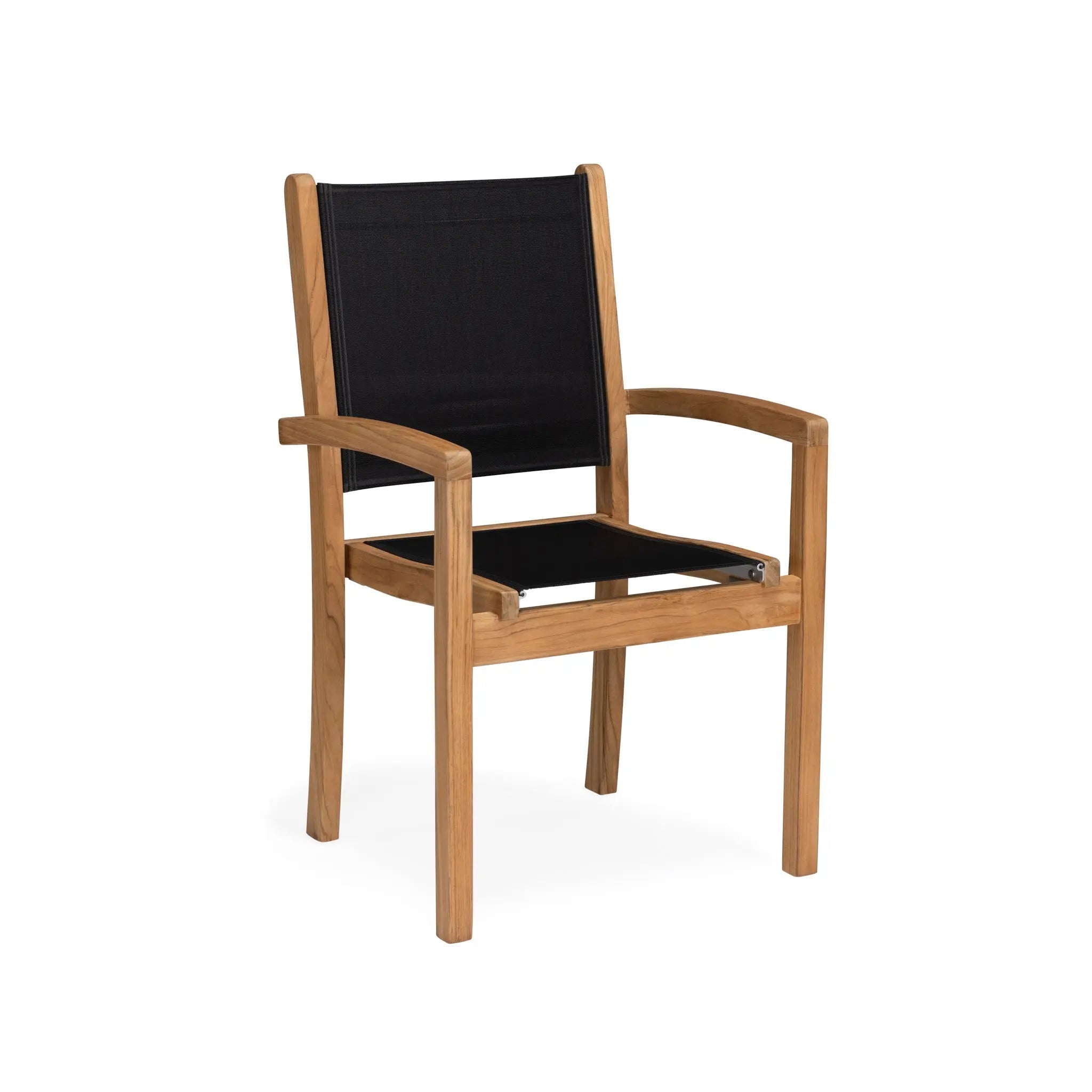 Santorini Teak A-Grade and Mesh Stacking Outdoor Dining Arm Chair (Black)