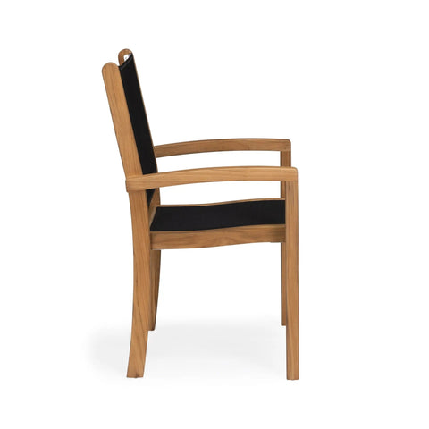 Santorini Teak A-Grade and Mesh Stacking Outdoor Dining Arm Chair (Black)