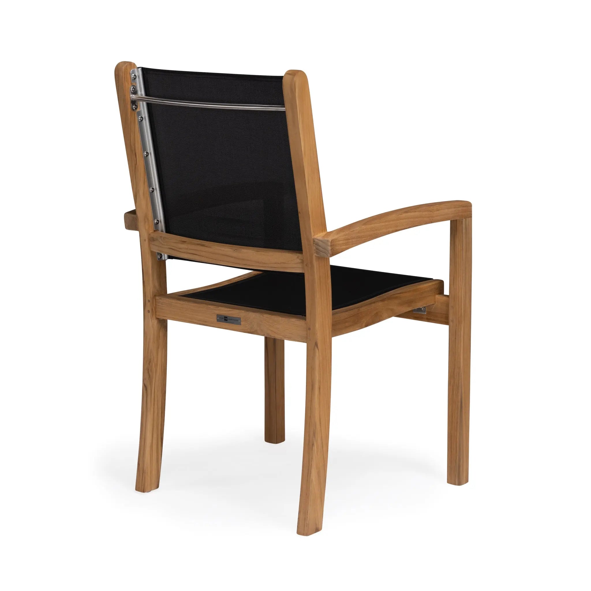 Santorini Teak A-Grade and Mesh Stacking Outdoor Dining Arm Chair (Black)