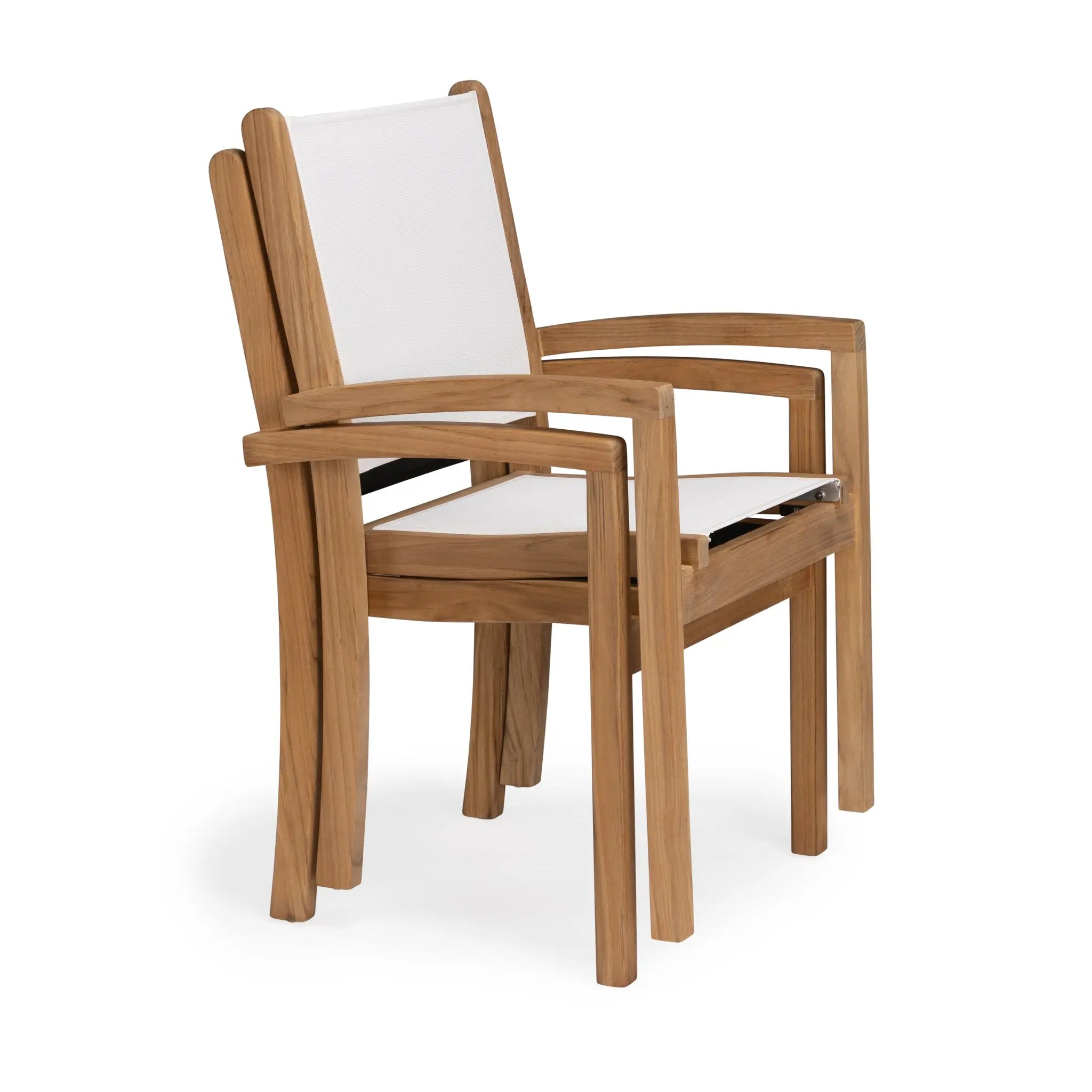Santorini Teak A-Grade and Mesh Stacking Outdoor Dining Arm Chair (Black)