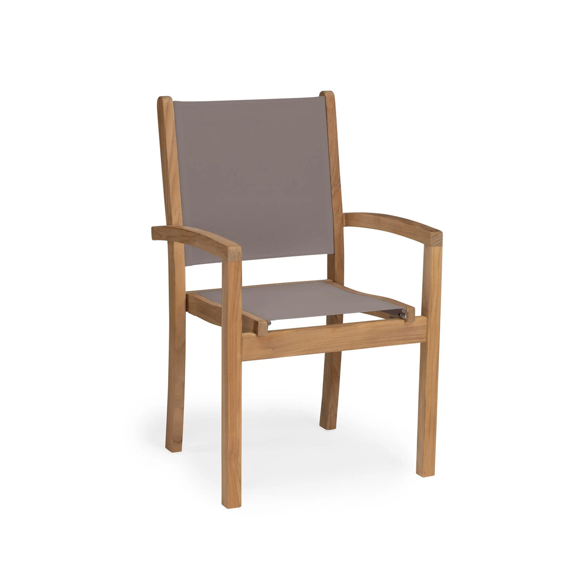 Santorini Teak A-Grade and Mesh Stacking Outdoor Dining Arm Chair (Taupe)