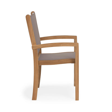 Santorini Teak A-Grade and Mesh Stacking Outdoor Dining Arm Chair (Taupe)