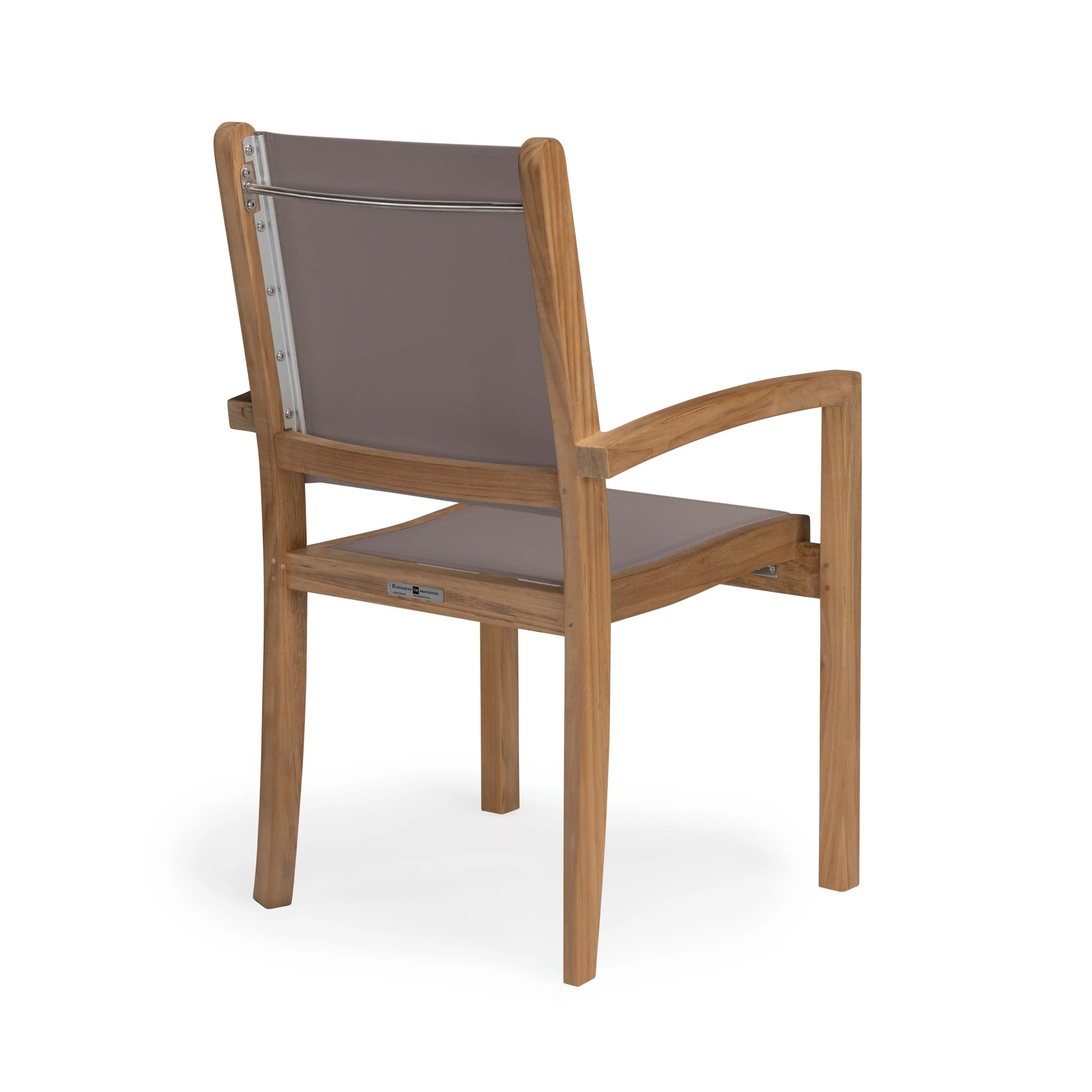 Santorini Teak A-Grade and Mesh Stacking Outdoor Dining Arm Chair (Taupe)