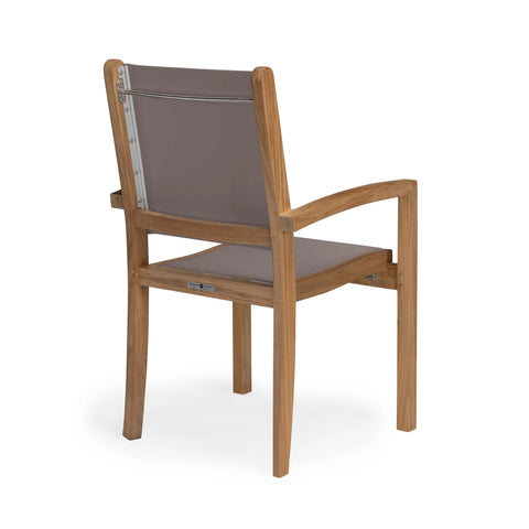 Santorini Teak A-Grade and Mesh Stacking Outdoor Dining Arm Chair (Taupe)