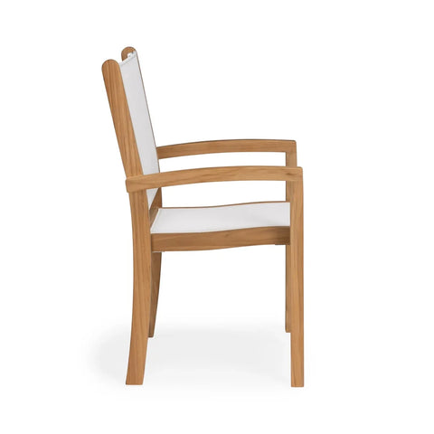 Santorini Teak A-Grade and Mesh Stacking Outdoor Dining Arm Chair (White)