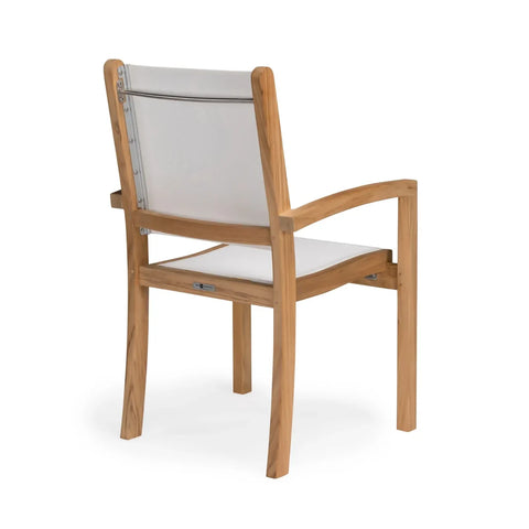 Santorini Teak A-Grade and Mesh Stacking Outdoor Dining Arm Chair (White)