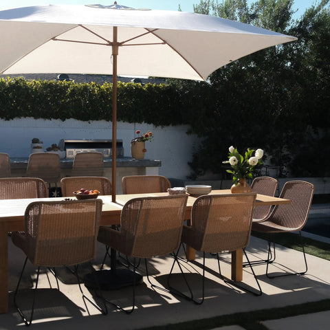 Capri Square Alu Teak Umbrella 8 ft (White)
