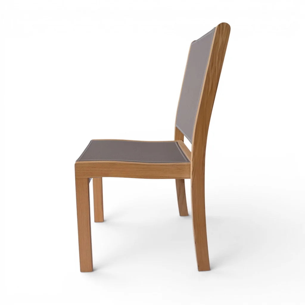 Santorini Teak A-Grade and Mesh Stacking Outdoor Dining Side Chair (Taupe)