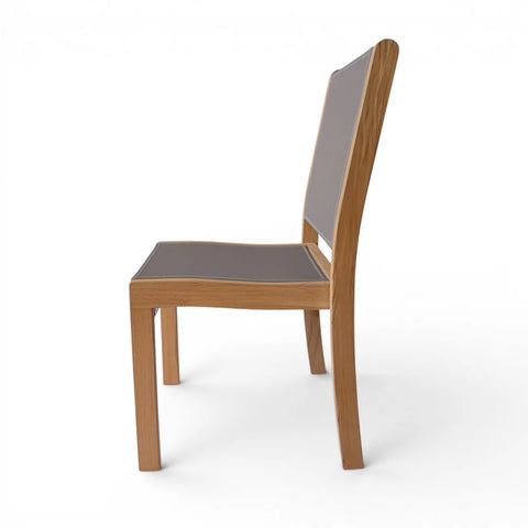Santorini Teak A-Grade and Mesh Stacking Outdoor Dining Side Chair (Taupe)