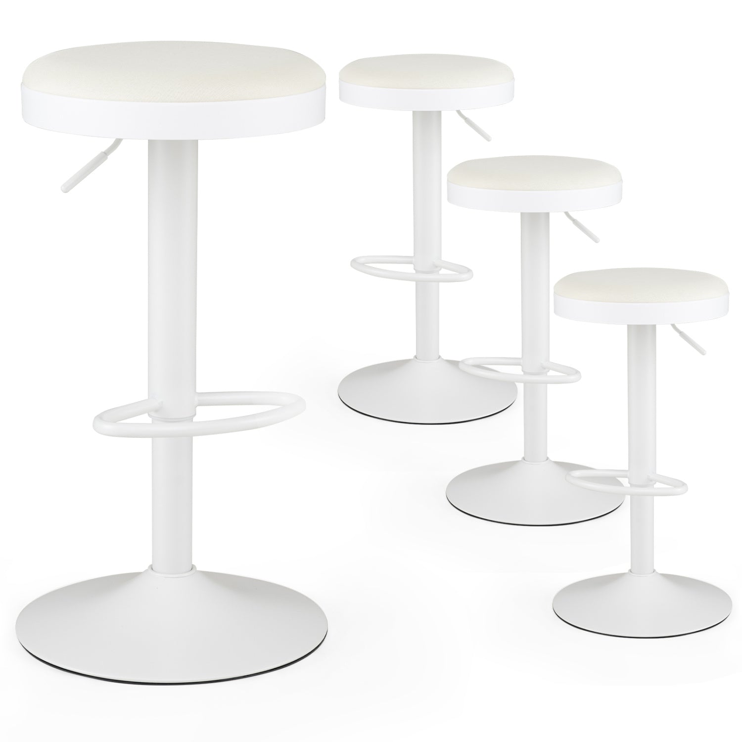 Adjustable Swivel Bar Stools Set of 4 with Padded Seats