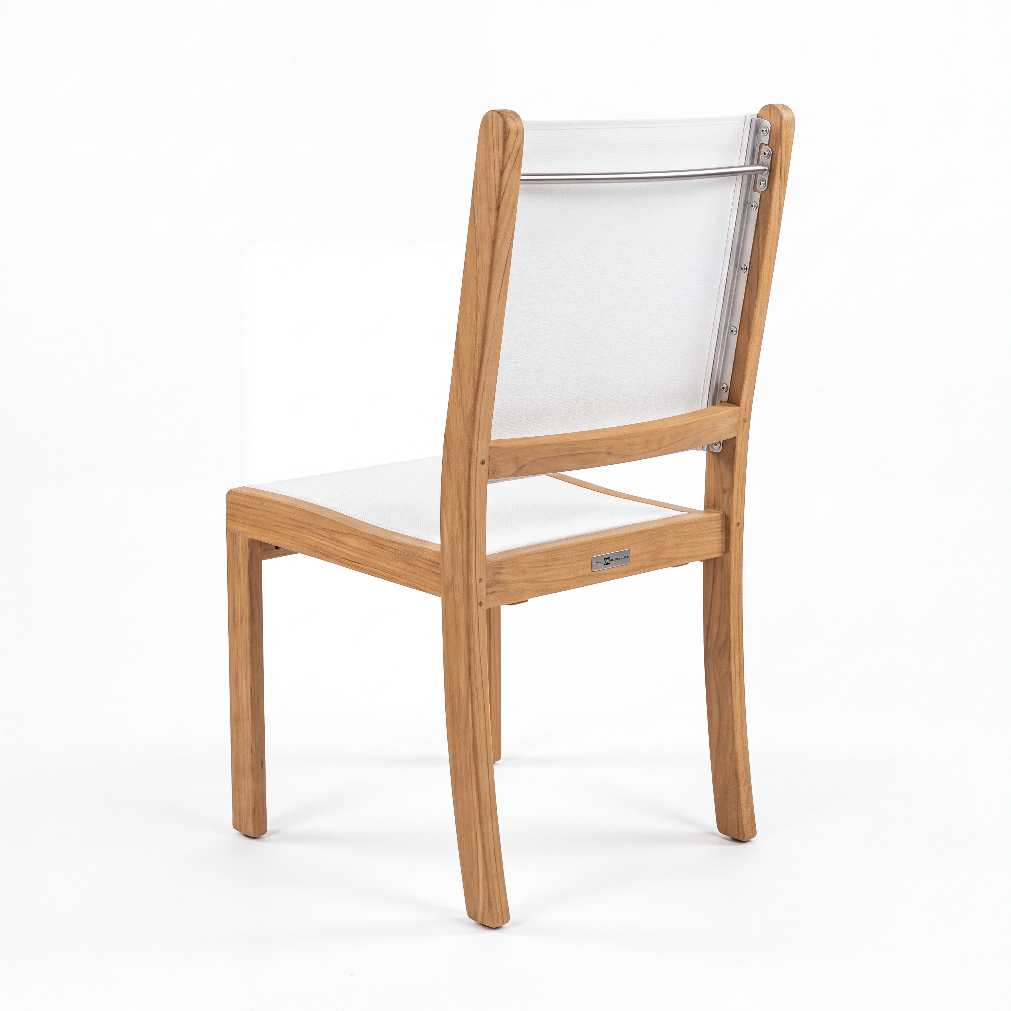 Santorini Teak A-Grade and Mesh Stacking Outdoor Dining Side Chair (White)