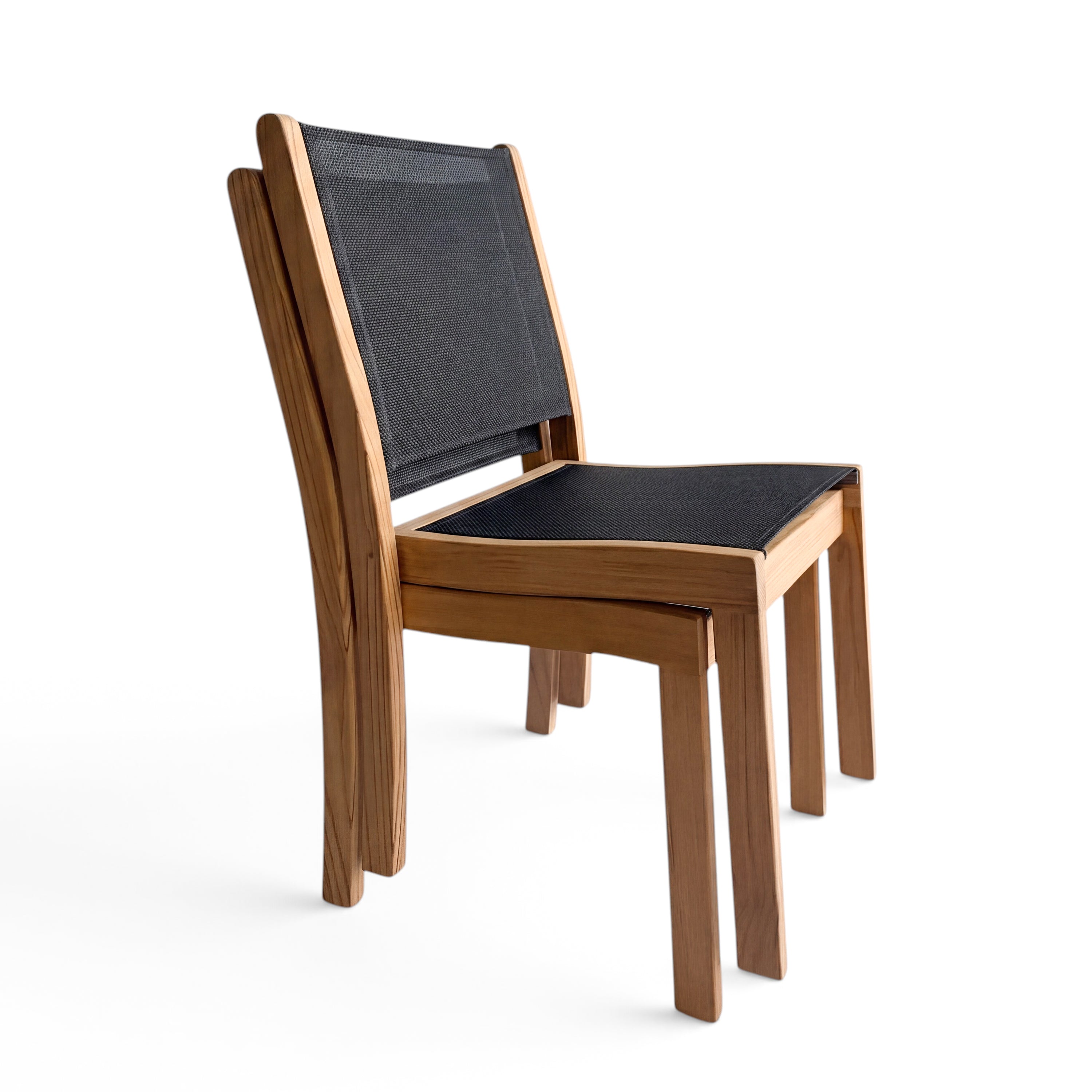 Santorini Teak A-Grade and Mesh Stacking Outdoor Dining Side Chair (Black)