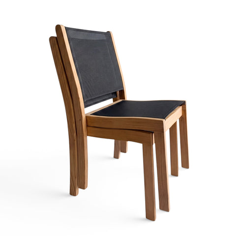 Santorini Teak A-Grade and Mesh Stacking Outdoor Dining Side Chair (Black)