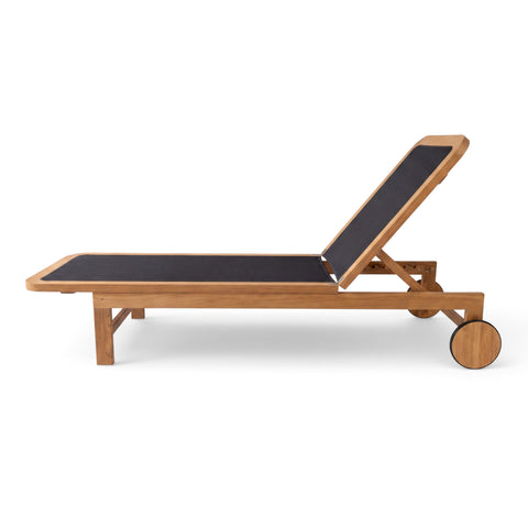 Santorini Curved Teak A-Grade and Mesh Sun Lounger (Black)